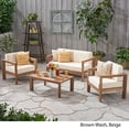 thumbnail image 5 of GDF Studio Lucia Outdoor Acacia Wood 4 Seater Chat Set with Cushions, Brown and Beige, 5 of 10