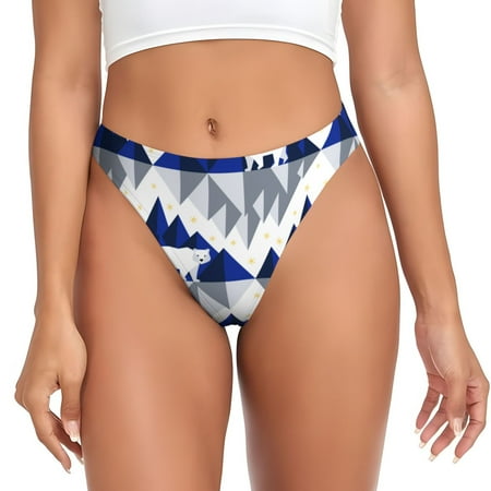 Qokaie Cartoon Iceberg Polar Bear Printed Women s Cotton Thong Underwear  Sexy Breathable Panties G-string-Small