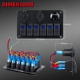 thumbnail image 2 of Panel de interruptores DaierTek de 6 bandas a prueba de agua de 12 V con USB y voltímetro, 2 of 6