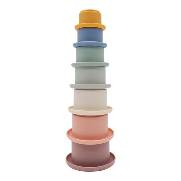 OUSITAID 7pcsset Stacking Cups for Toddlers Stacking Silicone Nesting Stack Cups Early Learning