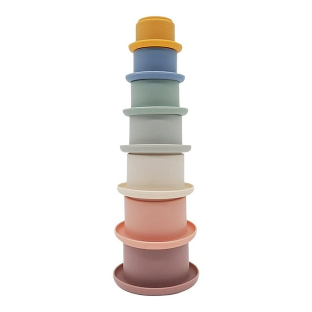 OUSITAID 7pcsset Stacking Cups for Toddlers Stacking Silicone Nesting Stack Cups Early Learning
