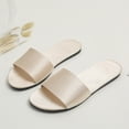 thumbnail image 2 of Nrmvnmi Women's Slippers Summer Open Toe Home Satin Casual Trendy Indoor Breathable Flat Sandals Slippers Beige Mothers Day Gifts, 2 of 6