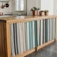 thumbnail image 6 of Teal Blue Striped Tier Curtains 36 Inch Length, Farmhouse Stripes Modern Abstract Cafe Short Curtains for Bathroom Over Sink, Small Kitchen Curtain Light Filtering Tiered Drapes 2 Panels 27.5"Wx36"L, 6 of 8