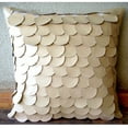 thumbnail image 3 of Beige Accent Pillow, Modern Solid Pillow Cover, 12x12 inch (30x30 cm) Throw Pillow Cover, Faux Leather Square Pillow Cover, Mermaid Design Pillow Cover, Circles Dots - Mermaid, 3 of 6