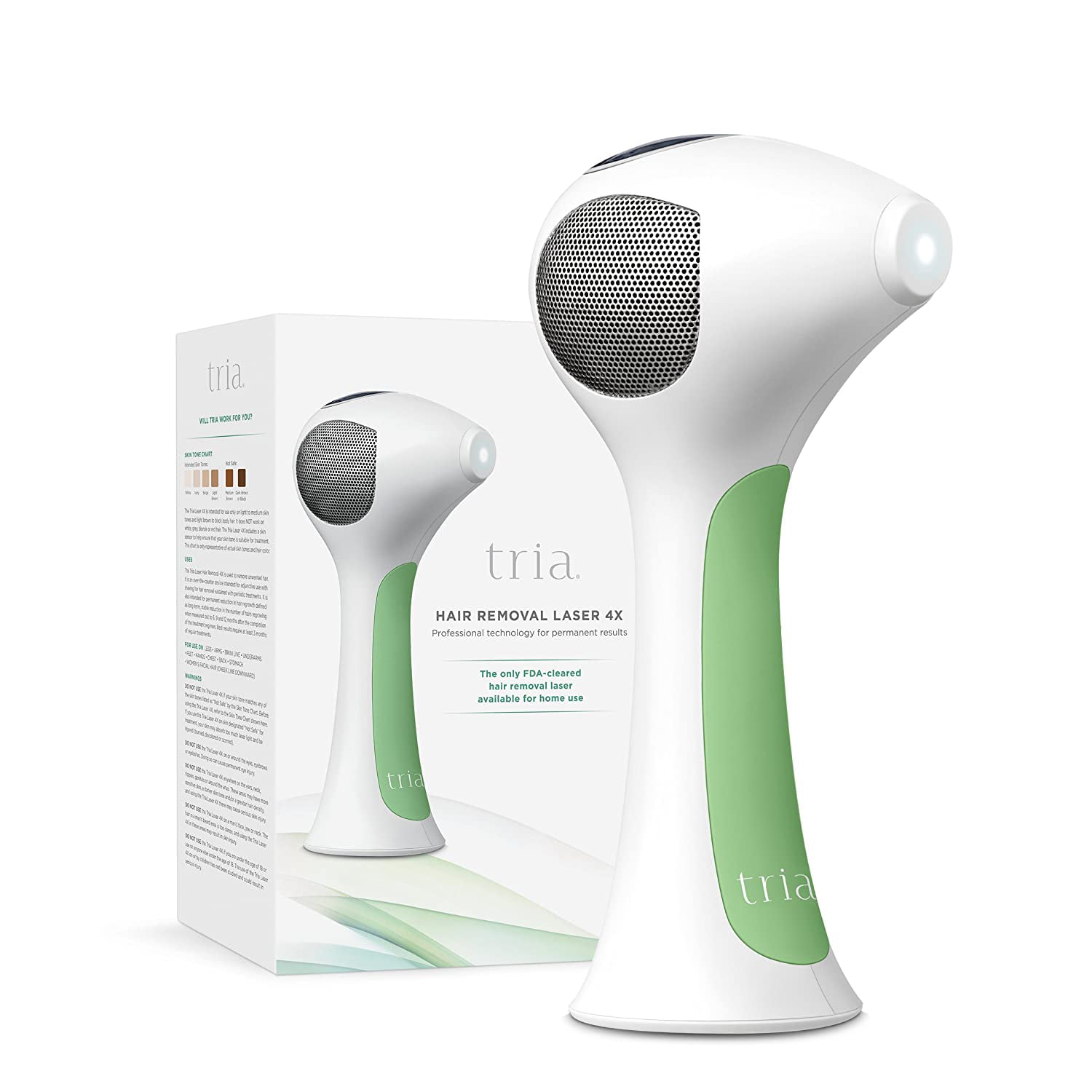 ($449 Value) Tria 4x Beauty Permanent Hair Removal Laser System FDA-Cleared  White/Green