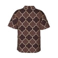 thumbnail image 3 of Balery Brown Gold Grid Print Men's Hawaiian Shirts Short Sleeve Beach Shirt Relaxed Fit Vacation Button Down Shirts-XX-Large, 3 of 9