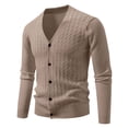 thumbnail image 7 of DPTALR Men's Cable Knit Cardigan V-Neck Sweater Classic Casual Knitwear with Buttons Coffee M, 7 of 7