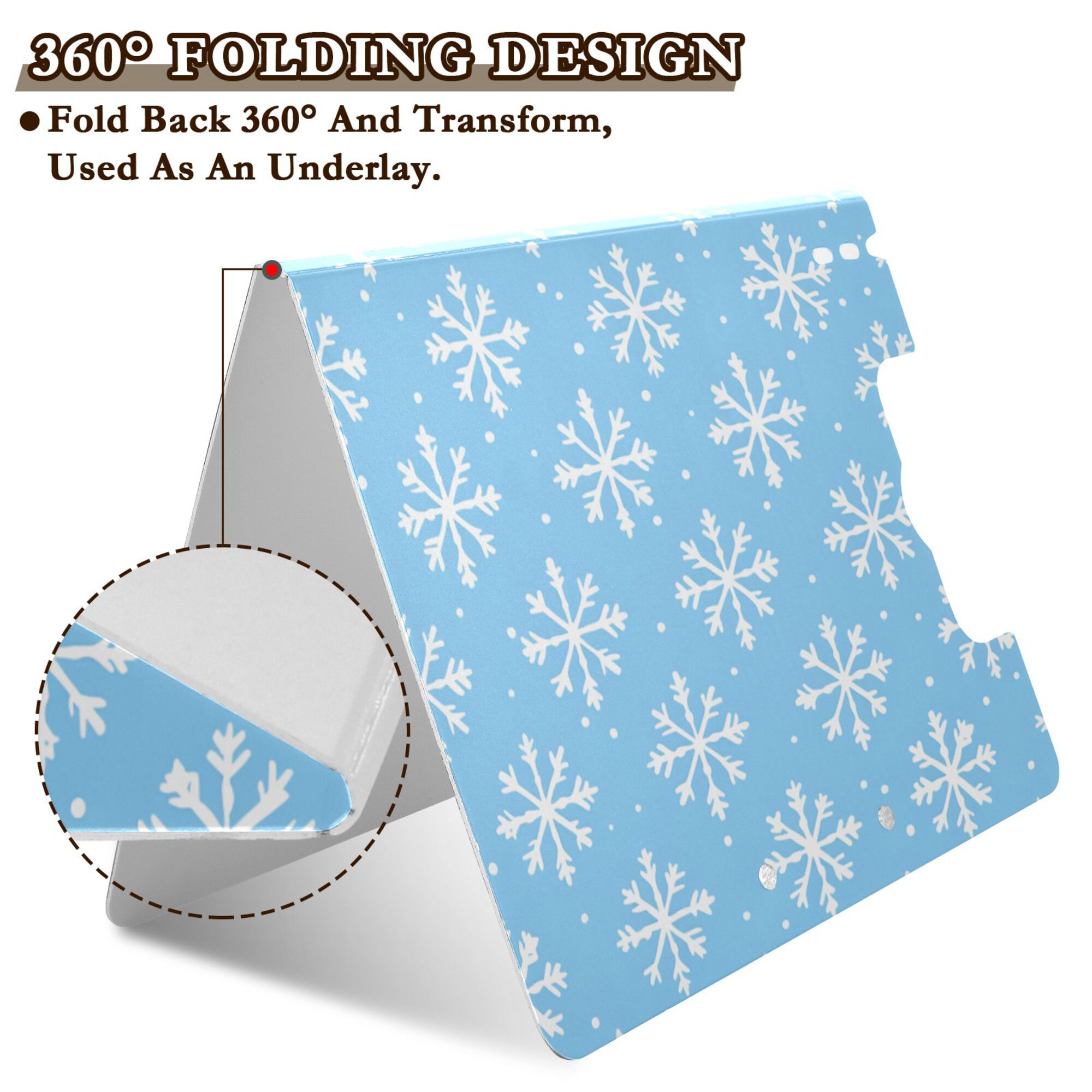 FORMRS A4 Clipboard Folder with Pen Holder Horizontal Foldable School Office Binder, Snowflake Pattern