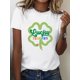 thumbnail image 1 of Camiseta de mujer Trajes de verano Traje Camiseta de cuello redondo para viajes de compras deportivas ﻿Women's "Lucky Teacher" Clover & Pencil Graphic T-Shirt - Comfy Polyester Blend, Round Neck, S, 1 of 6