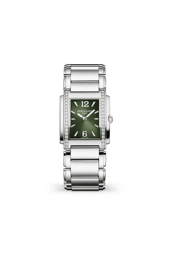 Pre-Owned Patek Philippe Twenty-4 4910/1200A-011 'Ladies' Stainless Steel Green Diamond Dial Quartz
