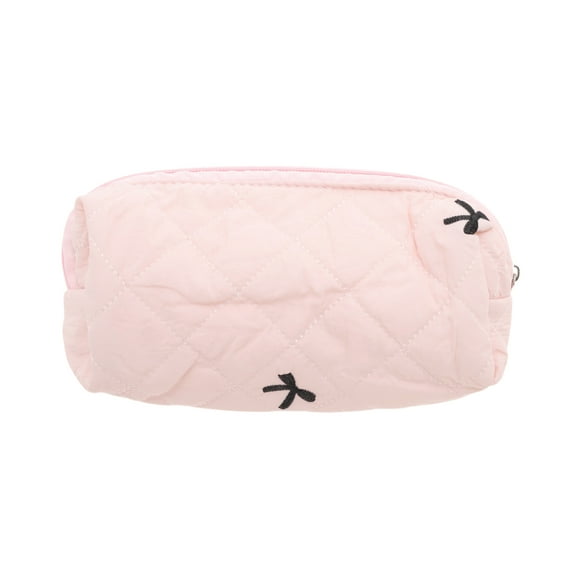 Bolsas de maquillaje de bordado de lazo duraderas de 1 pieza, rosa, poliéster