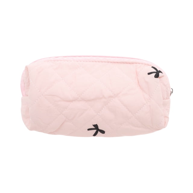 Bolsas de maquillaje de bordado de lazo duraderas de 1 pieza, rosa, poliéster