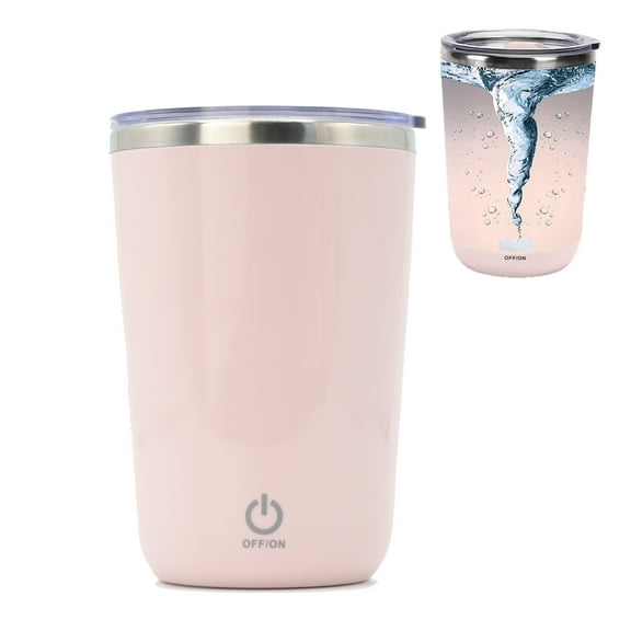 DaaSiGwaa Rechargeable Self Stirring Mug - Magnetic Electric Auto Mixing Stainless Steel Cup for Office/Kitchen/Travel/Home Coffee/Tea/Hot Chocolate/Milk-410 ml/13.9 oz(Pink)