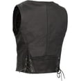 thumbnail image 2 of First Mfg Co - Montana - Women's Motorcycle Biker Riding Black Leather Vest - Medium - Adjustable Lacing, 2 of 3
