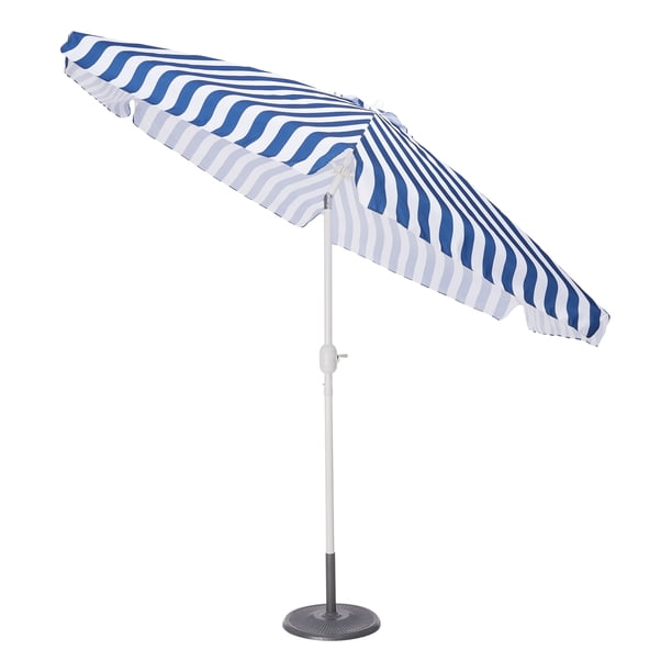 Mainstays 9 Striped Market Patio Umbrella Navy Blue And White Walmart Com Walmart Com