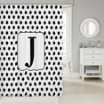 thumbnail image 2 of Manfei Aesthetic Dot Initial J Shower Curtain 72Wx72L,Modern Artwork Bathroom Curtain,White Black, 2 of 5