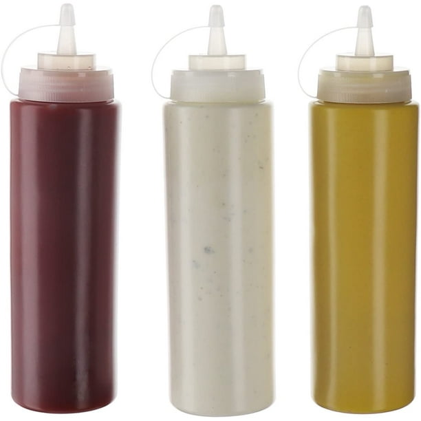 NOGIS 3 Pack 12 oz Plastic Squeeze Squirt Condiment Bottles with Twist