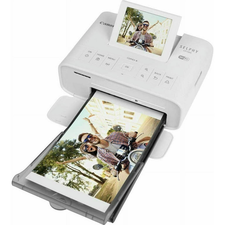 Canon SELPHY CP1300 Wireless Compact Photo Printer (White) + Canon RP-108  Ink Paper 108 Sheets of 4x6 Paper + Printer Cable & NeeGo Print Protector 