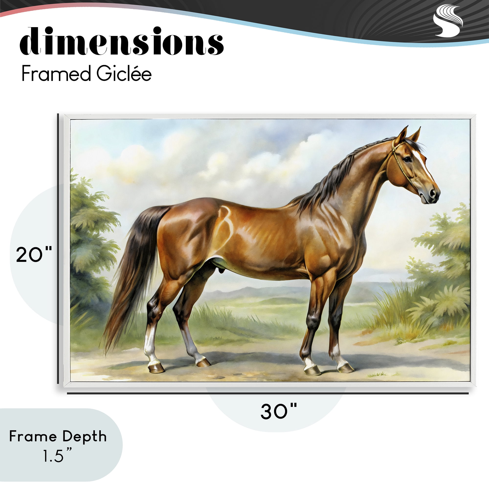 Stupell Industries Majestic Horse in Pastoral Landscape White Framed Giclee Art, design by Creative Studio