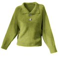 thumbnail image 5 of Vinsonshop Knit Sweater Tops for Women Spring Sweaters Womens Lightweight Sweaters Knit Tops for Women Knitted Sweater Light Sweaters for Women Green M, 5 of 5