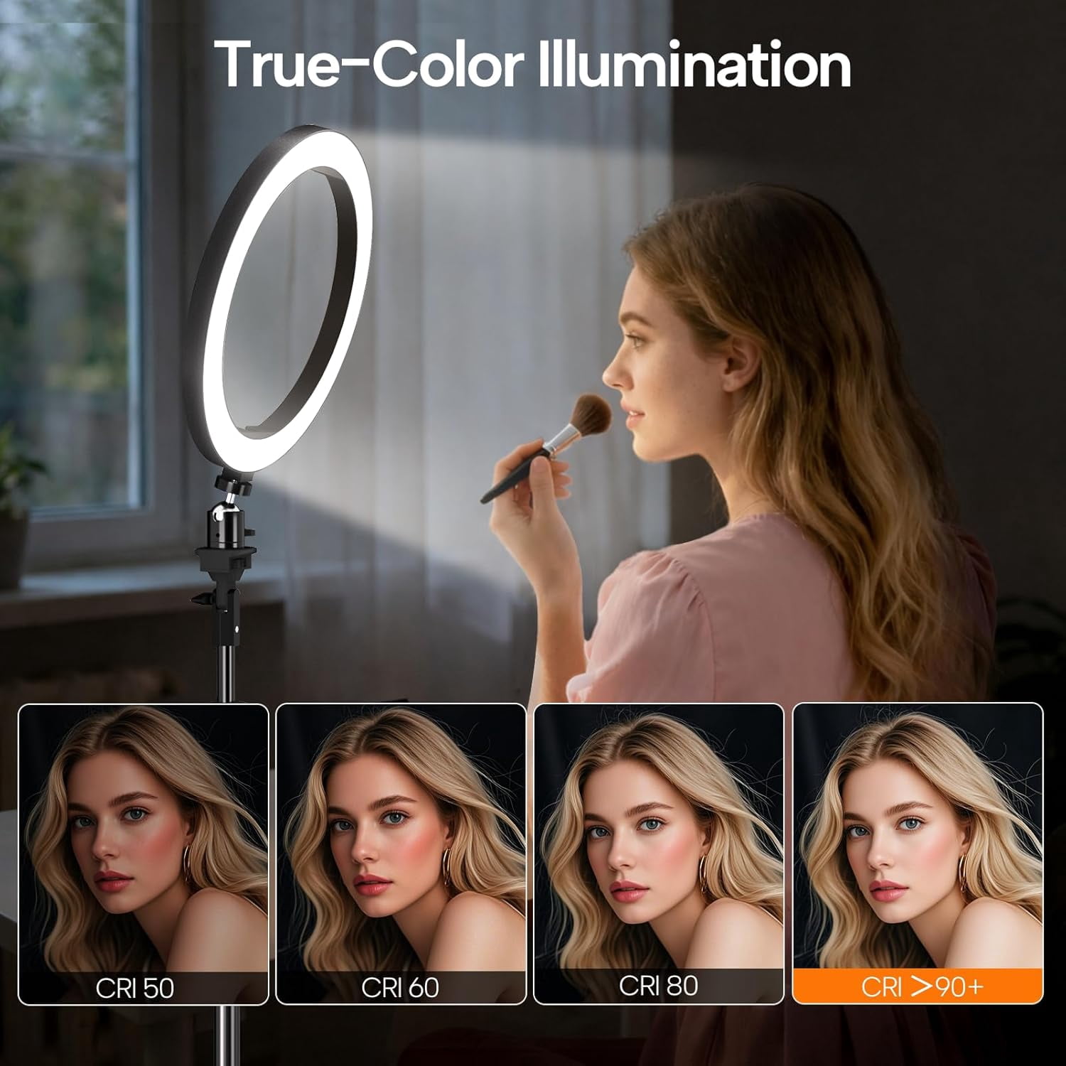 10" Ring Light with 55" Extendable Tripod Stands and Phone Holder, Dimmable LED Circle Round Light for Selfie Camera Photography/Makeup/YouTube Video/Vlogging/Live Streaming
