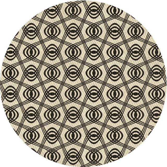 Ahgly Company Tapis Rond Lavable en Machine Intérieur Transitionnel Blond Doré Or, 5 Pieds Rond