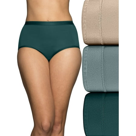 Vanity Fair Women's Comfort Where It Counts No Ride Up Panties, Brief-3 Pack-Neutral/Emerald