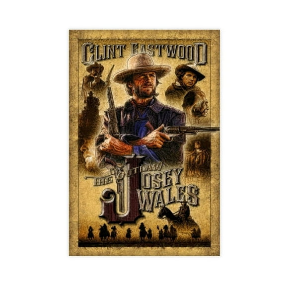 The Outlaw Josey Wales Movie Poster Modern Nostalgic Restaurant Club Canvas Poster Wall Art Decor Print Picture Paintings for Living Room Bedroom Decoration Unframe