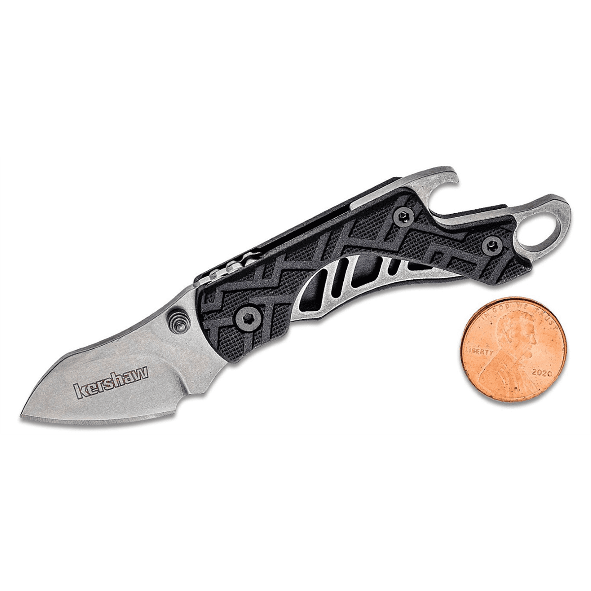 Kershaw Cinder Manual Open Liner Lock Drop Point Blade EDC Folding Pocket Knife with Stonewashed Finish - Black/Silver - 36 Piece Display