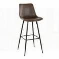 thumbnail image 4 of 2-Piece Industrial Black Metal & Espresso Faux Leather Barstool with Square Footrest by LumiSource, 4 of 5