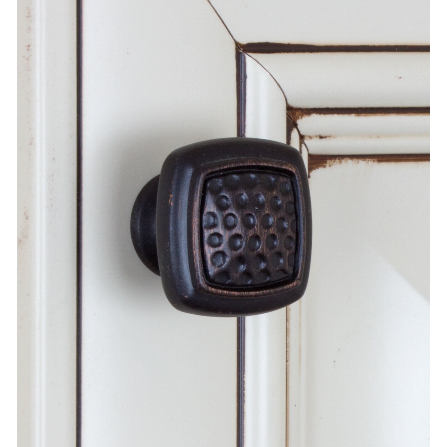 GlideRite 1-1/4 in. Transitional Dotted Square Cabinet Knobs, Oil Rubbed Bronze, Pack of 10 - image 3 of 4