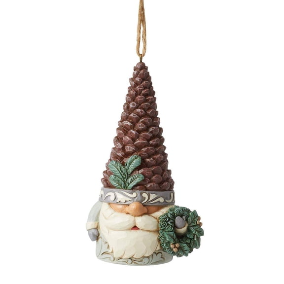 White Woodland Gnome Pinecone Ornament
