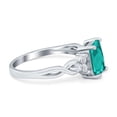 thumbnail image 2 of Emerald Cut Wedding Ring Paraiba Tourmaline CZ 925 Sterling Silver Size 4, 2 of 7