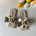 thumbnail image 2 of ZACPNCV Girl's Bow Slip on Slippers Open Toe Braided Slides Flat Sandals Black 4-5 Years, 2 of 5
