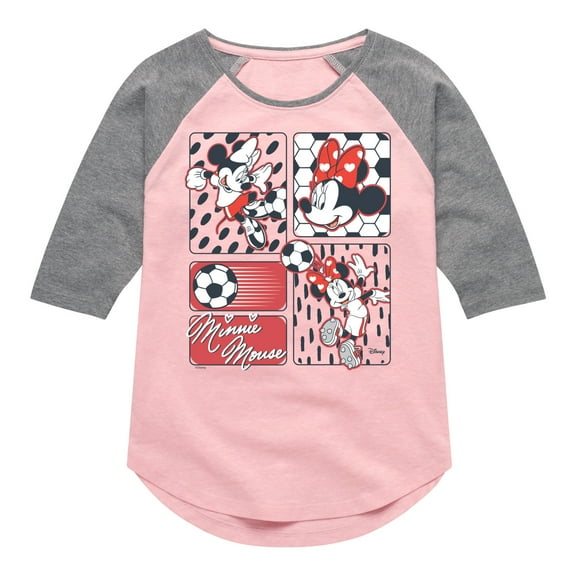 Disney - Minnie Soccer - Toddler & Youth Girls Raglan Graphic T-Shirt