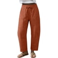 thumbnail image 2 of Linen Pants Women Petite Linen Pants for Women Wide Leg Sweatpant Summer Casual Lightweight Breathable Trousers with Pockets, 2 of 6