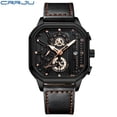 thumbnail image 2 of Crrju Men Watch Top Brand Luxury Military Leather Square Clock Quartz Business Sport Wristwatch Relogio Masculino - Quartz Wristwatches, 2 of 6