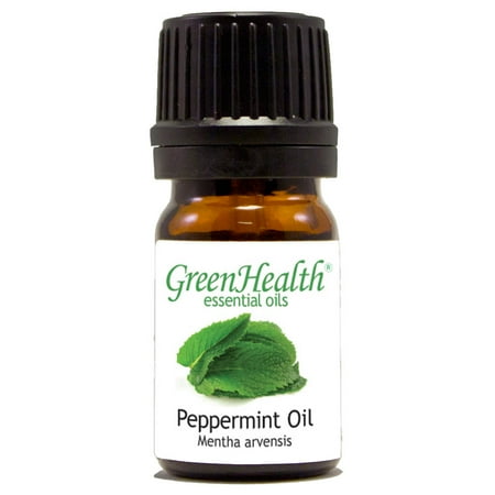 Peppermint Essential Oil - 1/6 fl oz (5 ml) Glass Bottle w/ Euro Dropper - 100% Pure Essential Oil by GreenHealth (2 Pk)
