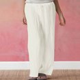 thumbnail image 5 of Gibobby Size 14 Pantalones de pierna ancha sueltos casuales de lino y algodón de verano para mujer Cordón (White, M), 5 of 5