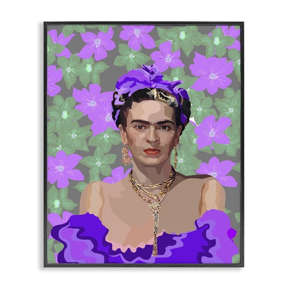 Floral Reverie Frida Black Framed Giclee Art, design by Lynnda Rakos