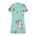 thumbnail image 6 of Lovskoo Summer Dresses for Women 2024 Casual Printed T Shirt Dress Loose Roll Up Short Sleeve Round Neck Tunic Dress with Pocket for Women Green L, 6 of 6