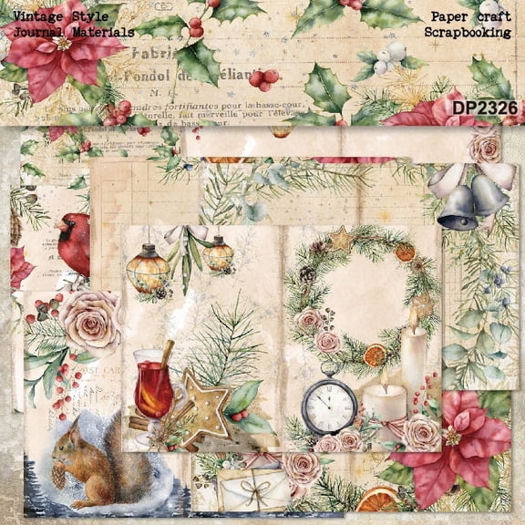 SunWMart 16 Sheets Vintage Scrapbook Papers, A5 Size Scrapbooking Paper Single Sided Journaling Supplies, Retro Decorative Craft Paper for Writing Diary Embellishment Supplies