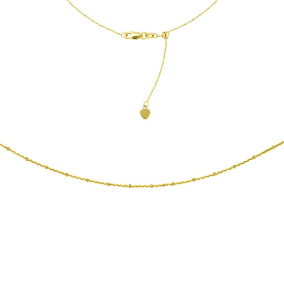 Saturn Chain Choker 14k Yellow Gold Necklace, 16" Adjustable