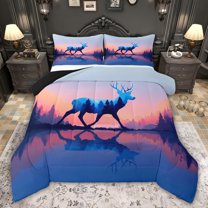 Castle Fairy Female Men Safari Deer Twin Comforter Sets,Woodland Wildlife Bedding Set