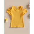 thumbnail image 2 of xiaxaixu T-Shirts pour Enfants, Manches Courtes Col Rond Tricot Fête de Rue Décontracté Découpé Printemps Été Hauts pour Filles, 2 of 8