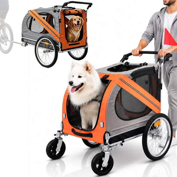 2-in-1 Foldable Pet Bike Trailer & Stroller for Dogs/Cats