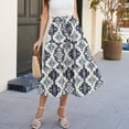thumbnail image 6 of Women's Floral Print Maxi Skirt, High Waist Drawstring Tiered Flowy Skirt, Lightweight Boho Skirt for Beach, Music Festival and Summer,Gray,L, 6 of 7