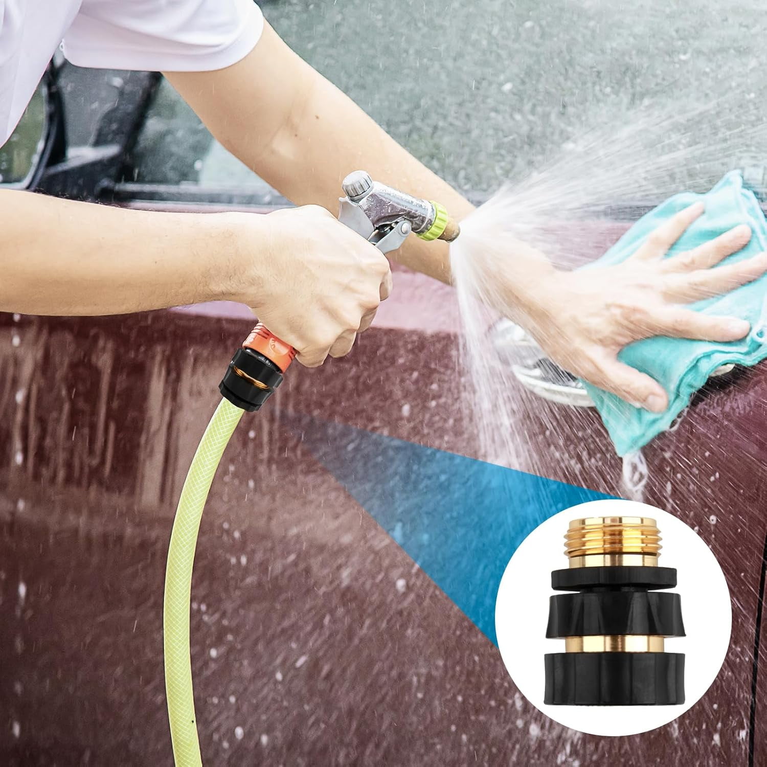 Quick Connect Hose Fittings Male and Female Set, 3/4 Inch Aluminum Garden Hose Fitting Quick Connector with Rubberized Grips, Water Hose Connector for Garden (8 Set)