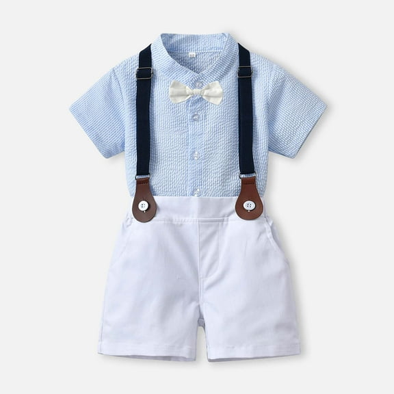 gljltg Toddler Baby Boy Outfits Boys Gentleman Wedding Suits Set Summer Formal Short Shirt/Suspender 6 Months-6 Years