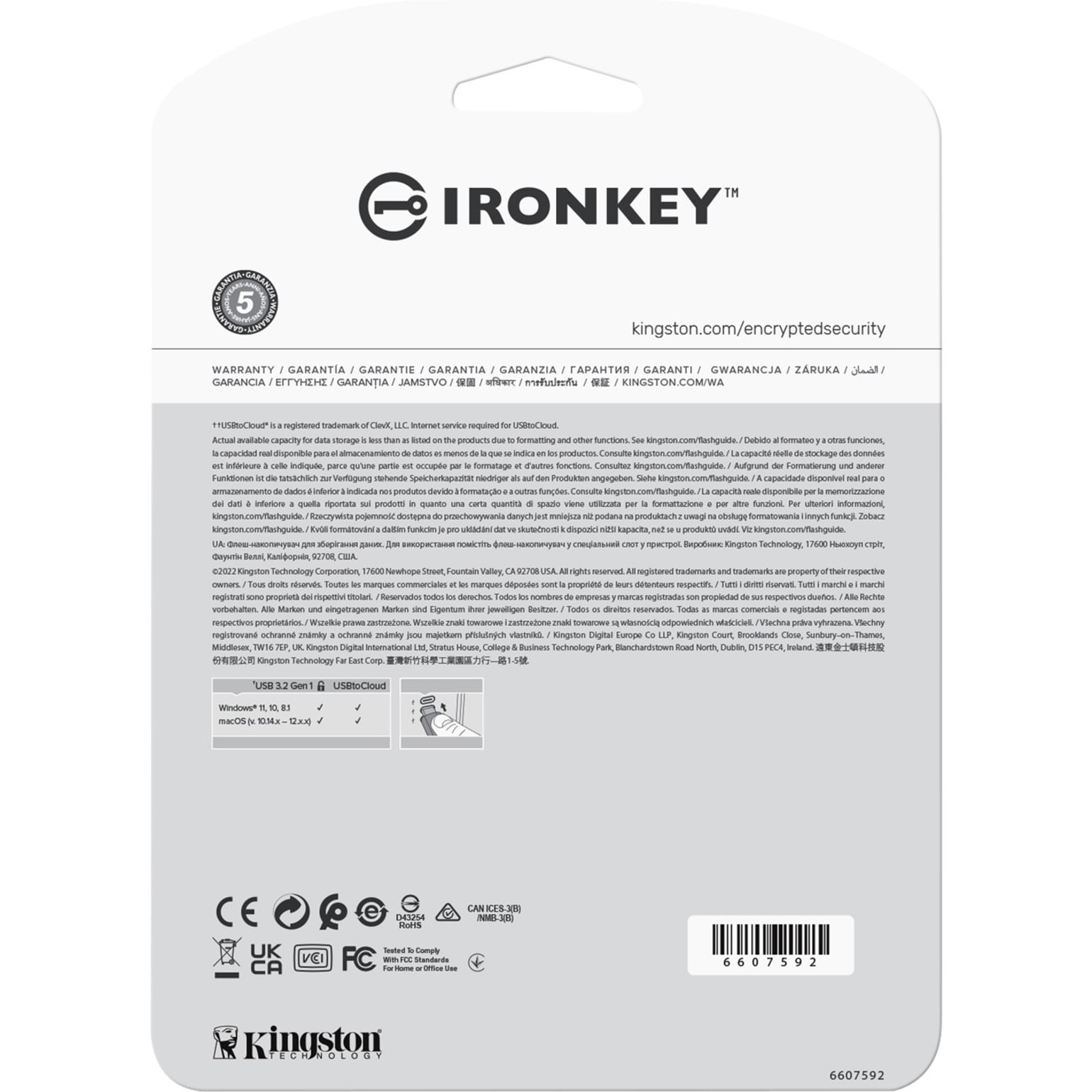 Kingston IronKey Locker+ 50 64GB USB 3.2 Gen 1 Flash Drive - 256-bit AES Encryption, 145MB/s Read and 115MB/s Write Speed